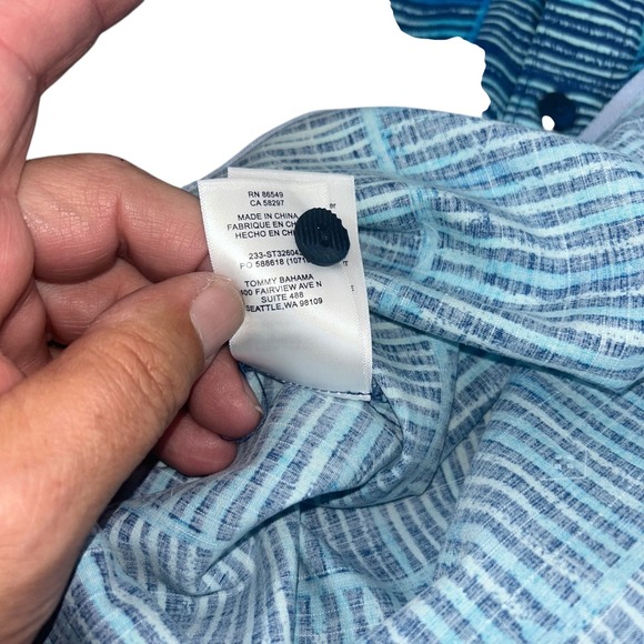 Tommy Bahama Silk Blend Short Sleeve Button Up blue Shirt Mens xl - Picture 9 of 11